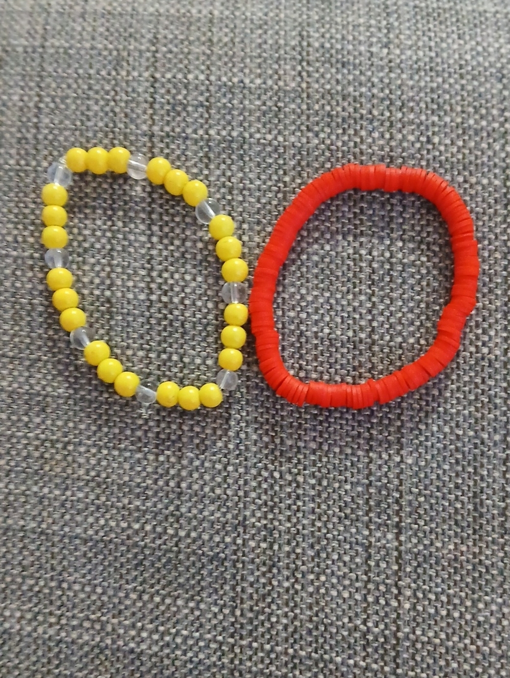 Women Beaded Elastic Bracelets - Yellow & Red